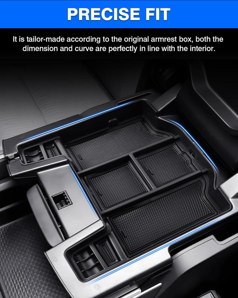 Canvcle Center Console Organizer for 2019-2024 2025 Dodge RAM 1500 2500 3500 Accessories Armrest Storage Box Secondary Insert Tray with 2 Color Mats (Full Console w/Bucket Seats ONLY)