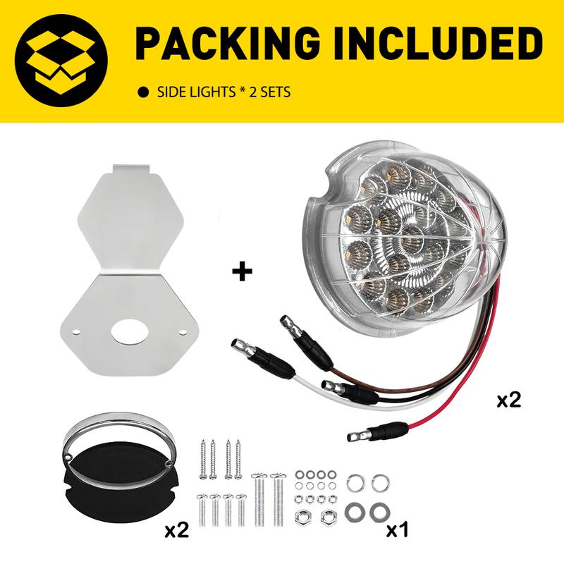 AUXITO LED Lights w/ Chrome Ring + Watermelon L-Bracket 2X For Semi Tractors 12V Trucks
