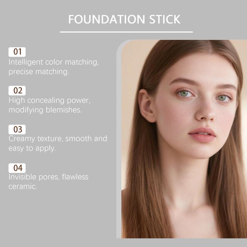 Color Changing Cover Cream Stick - Color-Changing Foundation Full to Medium Coverage with Detachable Brush - Moisturizing Makeup