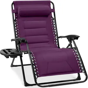 Best Choice Products Oversized Padded Zero Gravity Chair, Folding Outdoor Patio Recliner w/ Side Tray