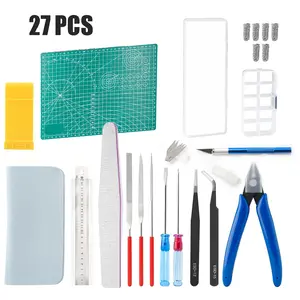 27 Pcs Model Hobby Making Tool Kit,Model Basic Tools Craft Set Compatible with Gundam Car Miniature Plastic Model Building Repairing and Fixing,Ideal for Beginners DIY Craft,Hand Tools Kits