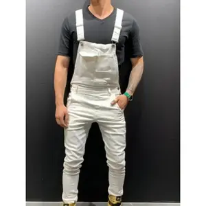 Men's Slim Fit Denim Bib Overalls - Casual Jumpsuit with Adjustable Suspenders and Front Pockets, Washed Jean Style, Versatile for All Seasons, Functional Clothing|Slim Fit Jumpsuit|Durable Fabric Menswear Polyester