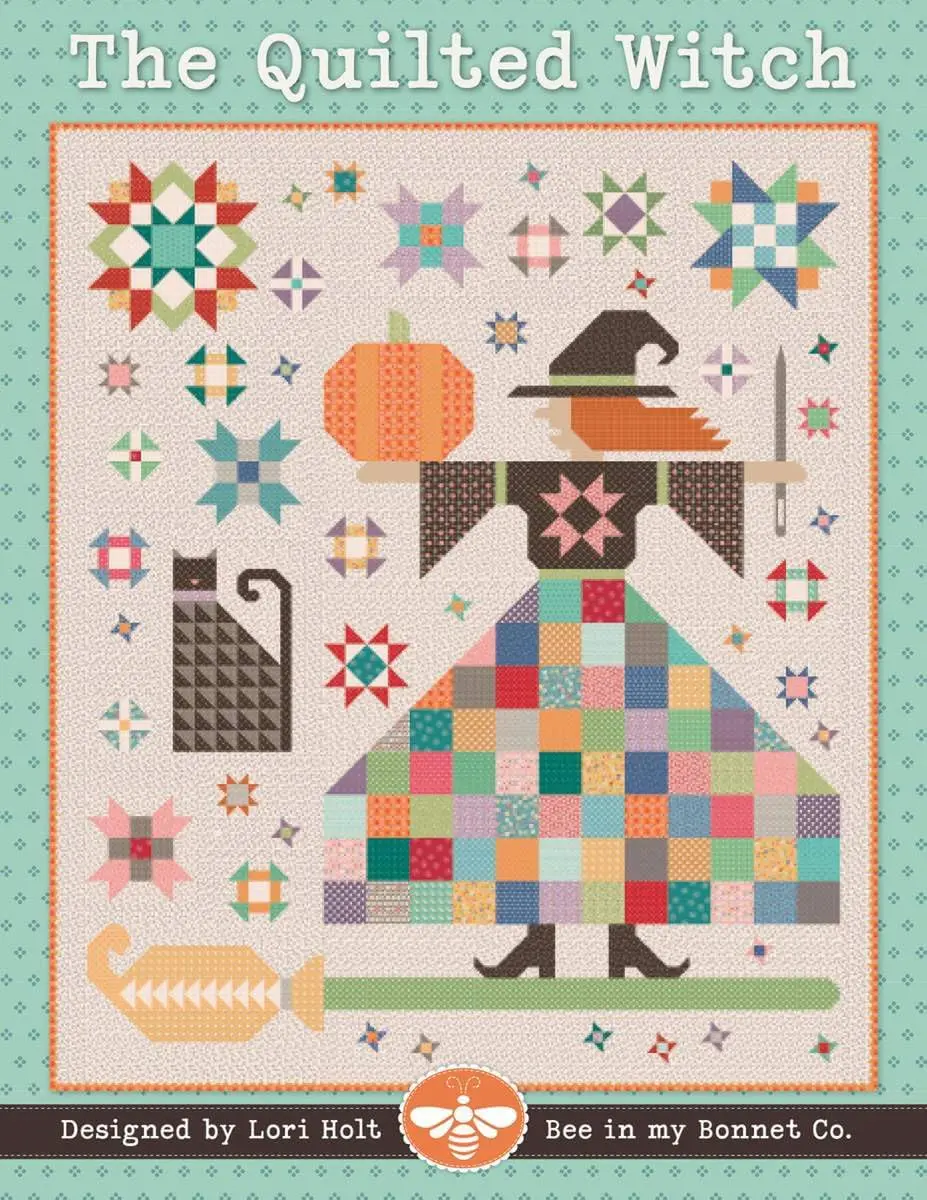 Riley Blake It's Sew Emma The Quilted Witch Quilt Pattern by Lori Holt of Bee in My Bonnet, 76.5"x89.5", Step-by-Step Instructions, Witch Motif, Whimsical Home Decor Project