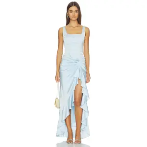 MORE TO COME Phoebe Ruffle Maxi Dress in Baby Blue