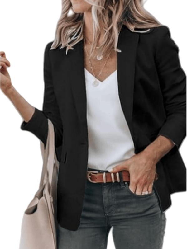 Womens Casual Blazers Open Front Long Sleeve Work Office Suit Jackets Blazer Women's Lightweight Fashion Casual Suit Jacket with Long Sleeves and V-Neck for Commuting - Womenswear Comfort Coats Tops Outerwear