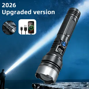 【2026 Upgraded version】2200Lumens 2-in-1 Strong Flashlight (Power Bank), Digital display ofpower, Rechargeable, Zoomable,IPX6 Waterproof,Adjustable Brightness Flash Light for Outdoor, Emergency,Camping Accessories, Black TiktokShopSpringGlowUp