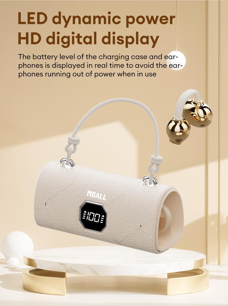 MGALL X22 Fashionable Clip-On Wireless Headphones with Handbag‑Style Light‑Luxury Leather Texture, Comfortable Fit, 2025 Bluetooth 6.0, LED HD Display, HiFi Sound, Sport & Travel Ready, Perfect Gift for Girlfriend,TikTokShop Back to School