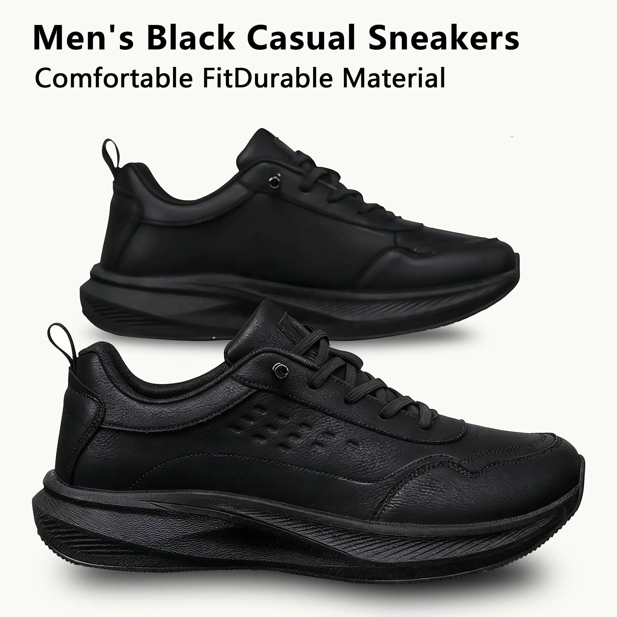 Unisex Slip-On Sneakers - Wide Toe Box, Hands-Free Laceless, Stainresist Lightweight Faux Leather, EVA Sole, Lightweight Anti-Slip Nonslip Casual Trainers, Outdoor Running Sneakers