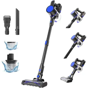 3-in-1 Cordless Stick Vacuum Cleaner, Lightweight with LED Headlight, 10KPa Suction for Carpet, Hard Floor and Pet Hair, Black Blue