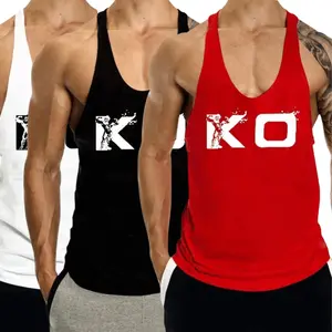 3 PACK KO Printed Weight Lift Tank Top, Men's Stringer Tanktop for Men