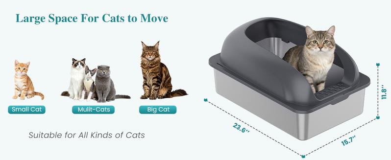 【Upgrade】Large Foldable Enclosed Cat Litter Box with Lid Drawer Easy to Clean Semi-Enclosed Design for Privacy and Odor Control