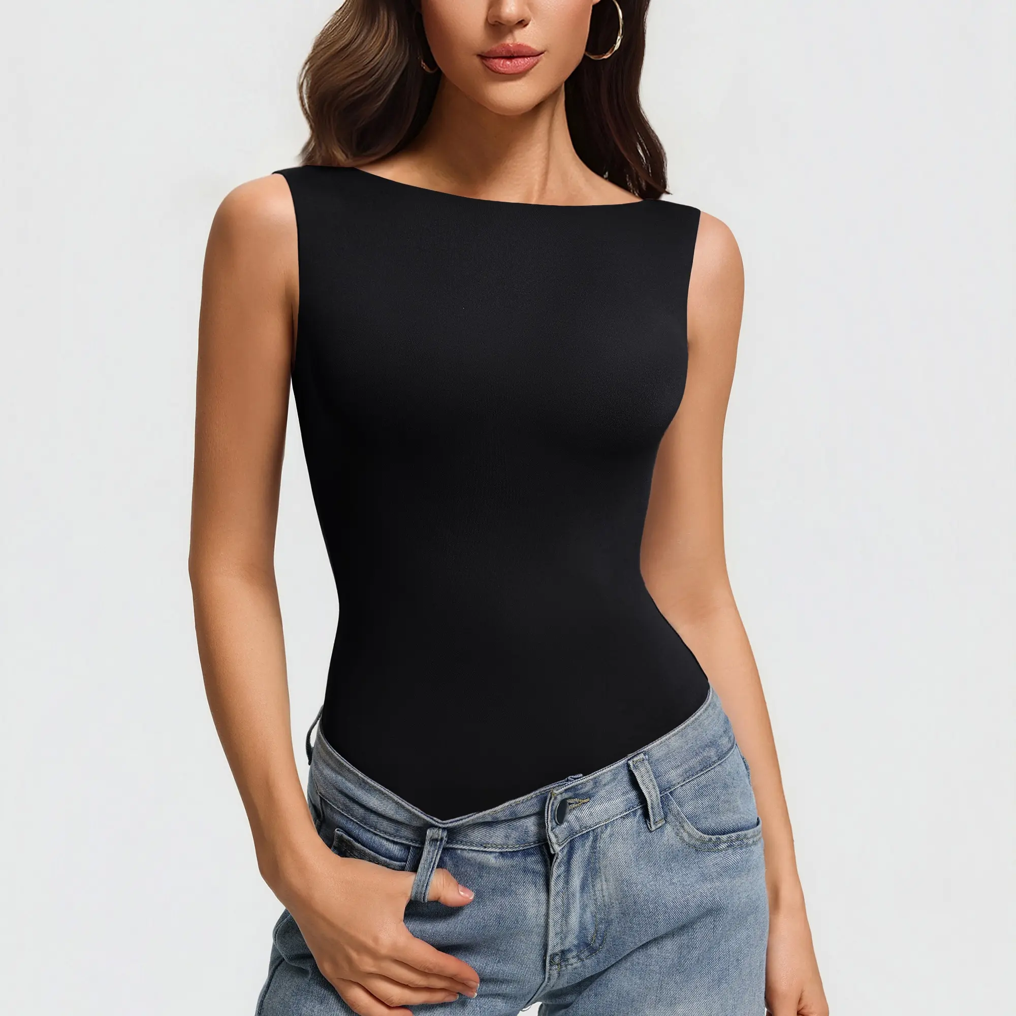 Avidlove Women's Boat Neck Bodysuits Double Lined Tank Body Suits Seamless Fitte One Piece Going Out Top Outfits