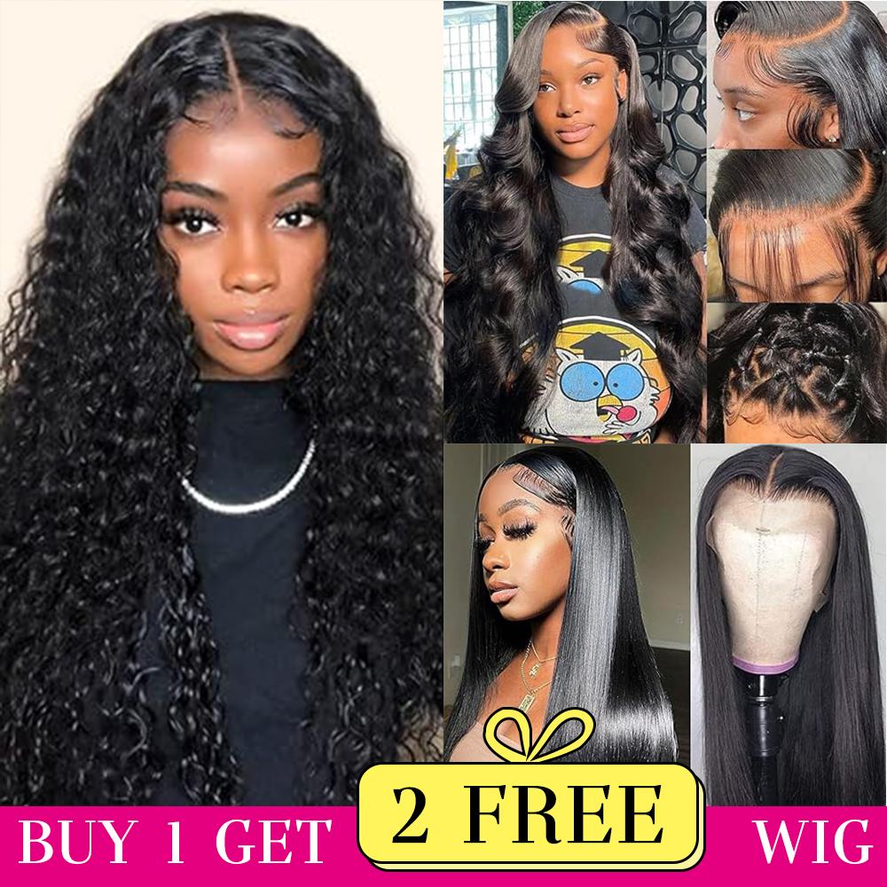 [Combo sale 30"&30"&30"]" 13x4 Deep Wave buy 1 get 3 wig Lace Front Wigs Human Hair 180% Density Human Hair Wigs for Black Women