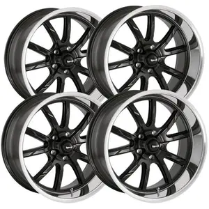 (Set of 4) Staggered Ridler 650 20x8.5,20x10 5x4.75" +0mm Black Wheels Rims