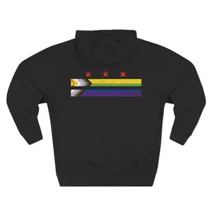 Progress Pride Flag Hoodie | Rainbow Washington DC flag Everyday LGBTQ Disruptive Sacred JSal Artistry Graphic Design Rainbow