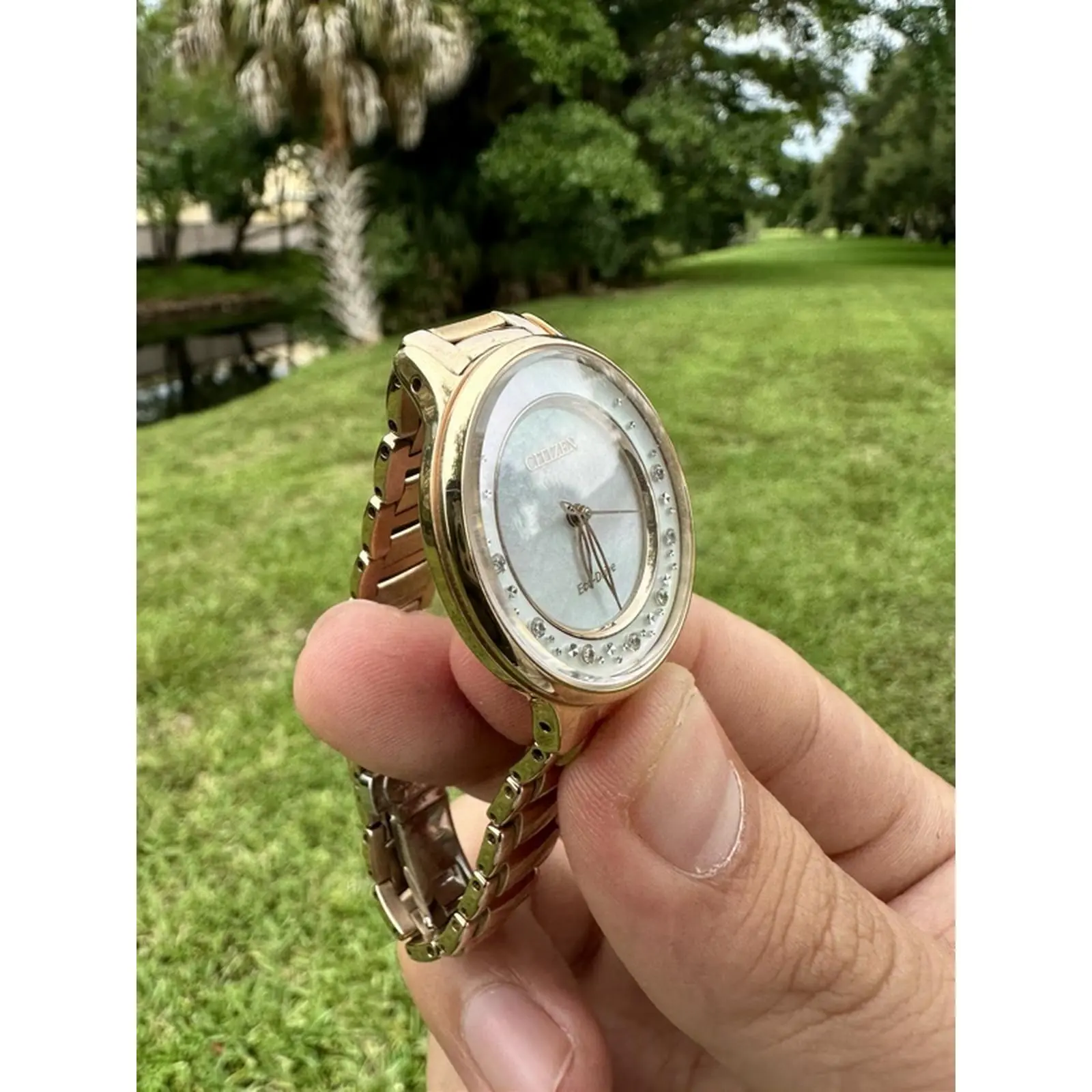 Citizen EM0382-86D Eco-Drive Women's Watch Rose Gold Stainless Steel Bracelet Mother-of-Pearl Dial 30mm Pre-Owned