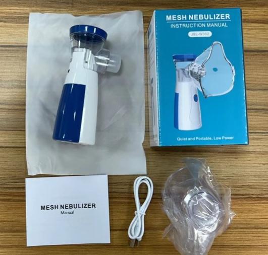 1 PCS USB  Portable Handheld Nebulizer with 200 mAh Lithium Battery Compact Mesh Design for Breathing Support White Stainless Steel Gift for Mom and Kid