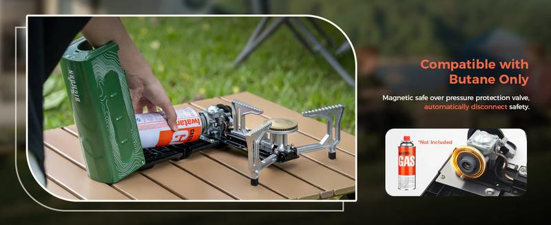 BIG HORN Butane Camping Stove, Portable Folding Gas Burner for Camping