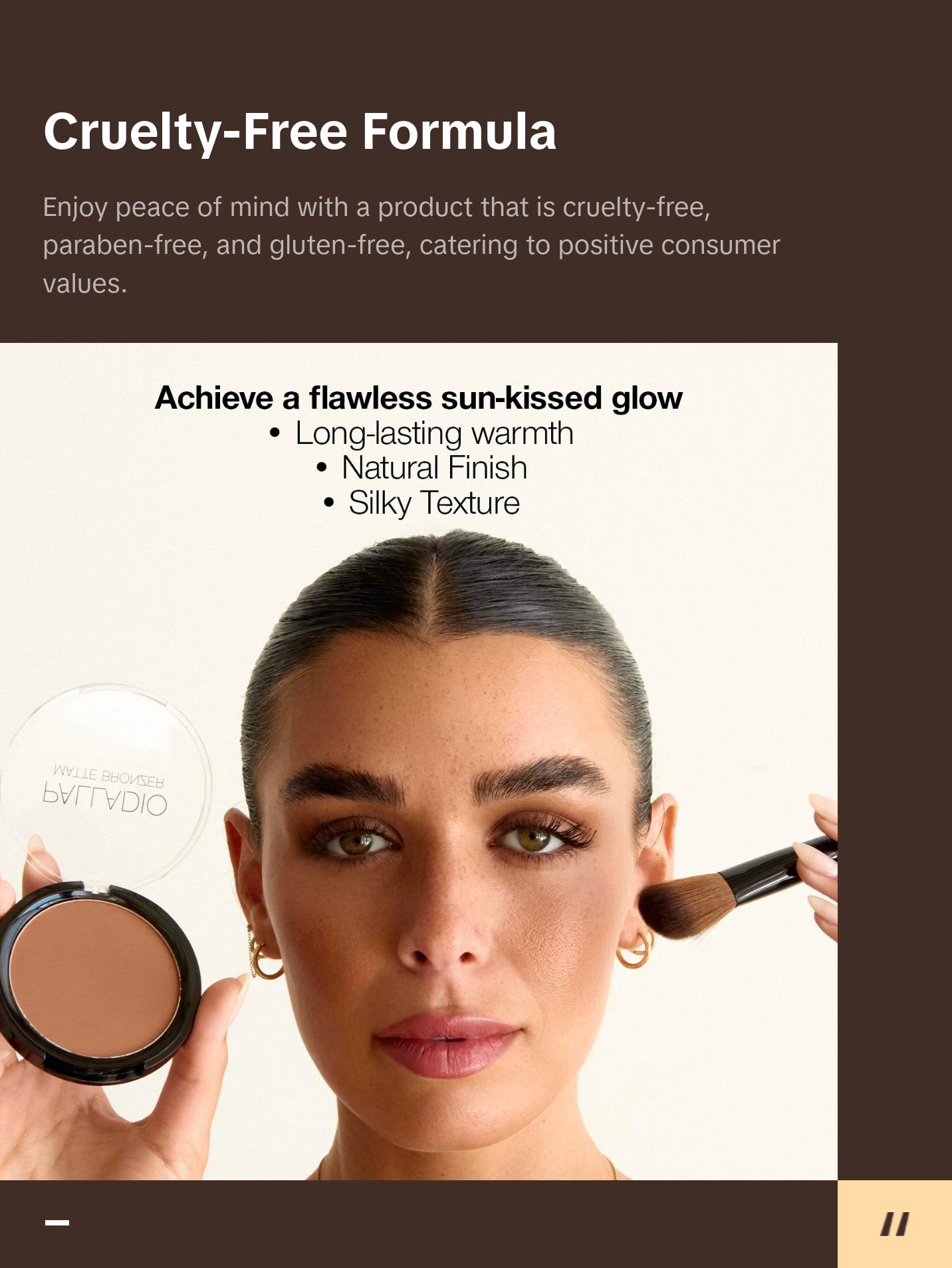 Palladio Matte Bronzer - Nourishing Makeup for Smooth Skin with Shimmering Finish