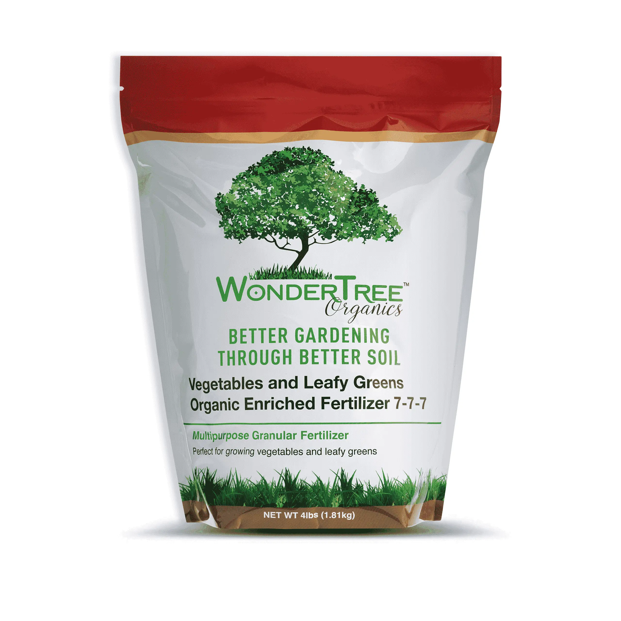 WonderTree Organics Vegetable & Leafy Green Fertilizer 7-7-7 (4 lb) – Organic Plant Food, Balanced Nutrient Soil Enhancer, Granular Feed for Garden Vegetables, Herbs & Indoor Outdoor Plants