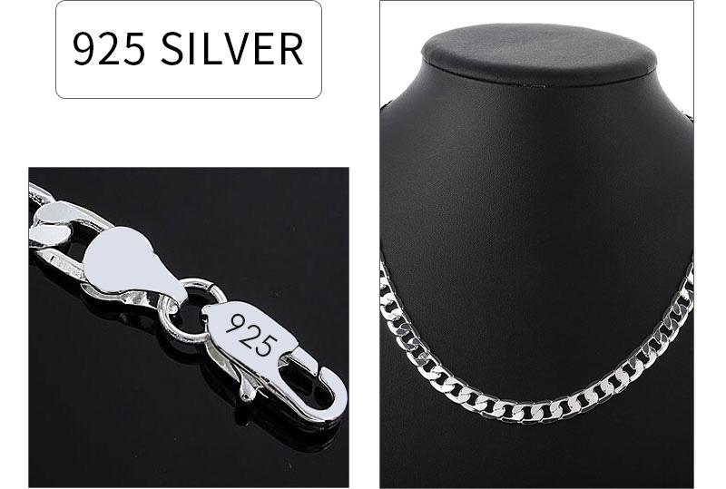 Men's Silver Color Necklace 2/4/6/8/10/12MM 40-75cm Face Chain Necklace Lobster Clasp Men Women Engagement Jewelry Gifts