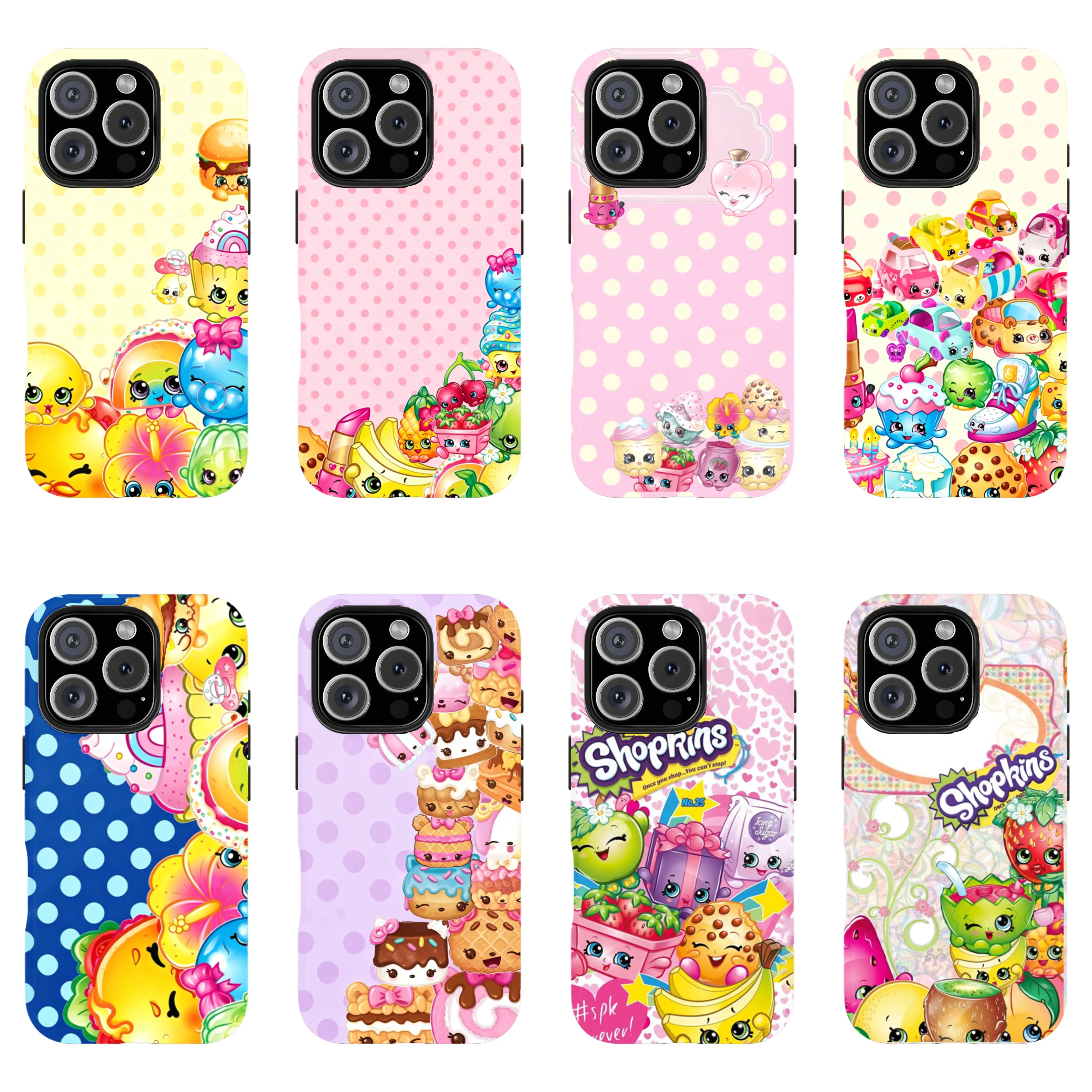 Cute Shopkins Cake Stack Cartoon Print Smartphone Cover, Protective Mobile Accessory for iPhone 11-17 Pro Max/Plus, Samsung S23-25 Devices with Camera Protection, Casing
