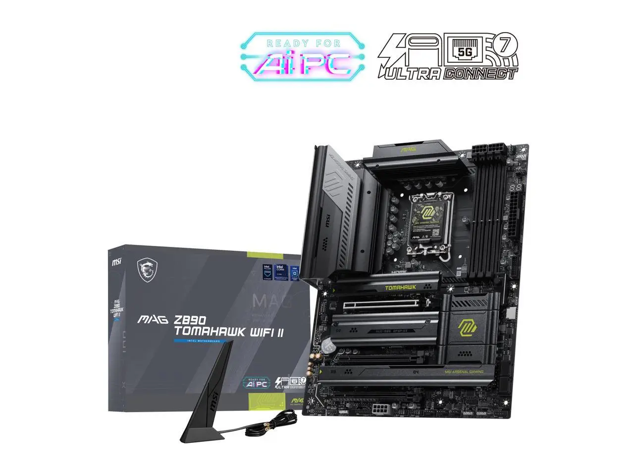 MSI MAG Z890 TOMAHAWK WIFI II Gaming Motherboard, LGA 1851, Intel Z890, Supports Core Ultra Series 2 Processors, DDR5, PCIe 5.0, M.2 Gen5, Wi-Fi 7, Bluetooth 5.4, 5G LAN, Thunderbolt 4, ATX