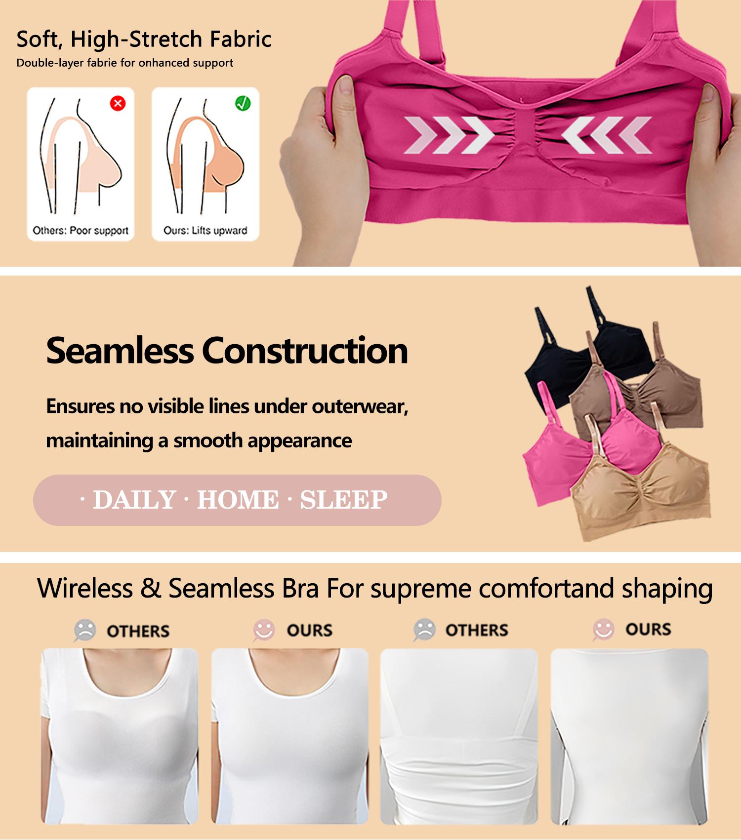 EssElegance 2/4PCS EssElegance Women's Wireless Bra Comfort up to 44DD No Underwire Cami Bra Straps Seamless Sports Bra Valentine's Day livestream Breathable Daily Wear TK02