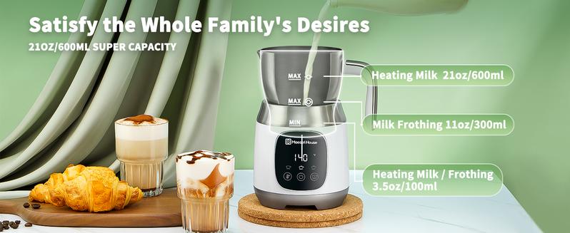 Maestri House Detachable  Powerful Milk Frother, MMF9304 Electric Stainless Steel Foam Maker for Milk Coffee Latte Kitchen Appliance