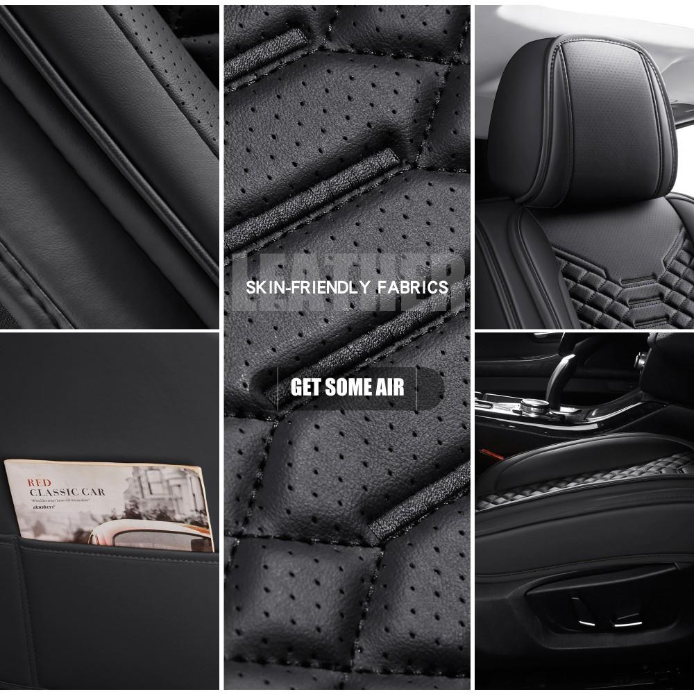 For Chevrolet Silverado GMC Sierra 1500/2500 HD/3500 HD Pickup Truck 2007-2025 Car Seat Covers, Soft Touch Premium Napa PU Leather Full Set Front Rear Seat Cushion Full Surround Design with Storage Bag, Breathable Non-Slip Waterproof Protector Pad Mat