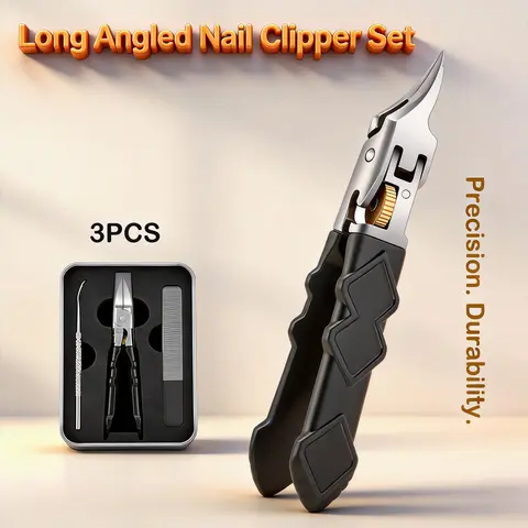 Zivoy Anti-slip Black Grip with Slide Lock Clasp Set, Includes Nail Pick and Buffing File. Suitable for Thick Toenails, Heavy-duty Nail Clippers, Stainless Steel Toenail Clippers, Ideal for the Elderly, Men and Women for Nail and Foot Care.