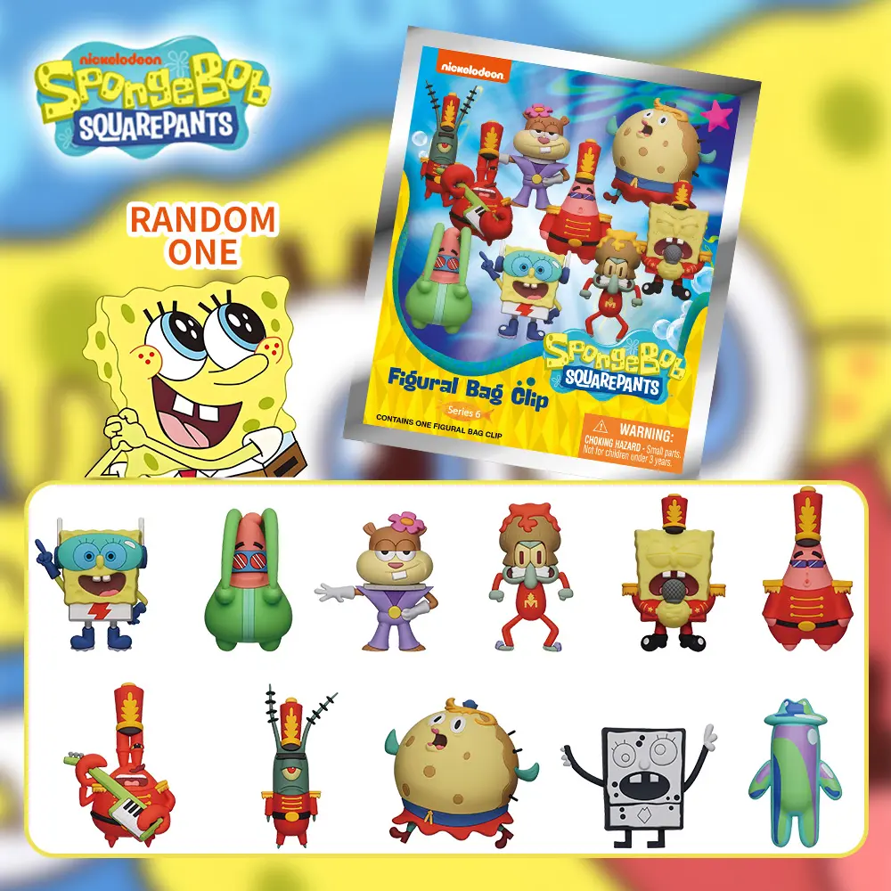 Official Spongebob Squarepants 3D Anime Keychain Series Figures, Keychain Surprise Collectibles, Mystery Blind Bag Featuring Spongebob & Friends, Perfect Gift for Fans