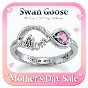 S925 Sterling Silver Mom Ring, Infinity Love Clairamor Ring with Pink Cubic Zirconia, Engraved "Forever Love" Mother's day Jewelry Gift for Mom woman mother ,Daily Clothing fashion jewelry , Trendy All-match & Exquisite Jewelry for Birthday Christmas Gift