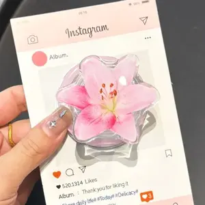 Glossy Flower Phone Grip, Clear Floral MagSafe Phone Holder, Aesthetic Phone Accessory, Cute Gift Idea