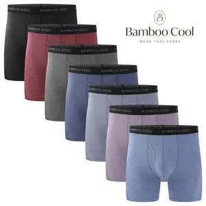 BAMBOO COOL Men's Underwear Boxer Briefs Soft Comfortable 92% Viscose 8% Spandex Gift Sets for Boyfriend 4 Pack or 7 Pack Premium Material Breathable Moisture-Wicking Elastic Stretching