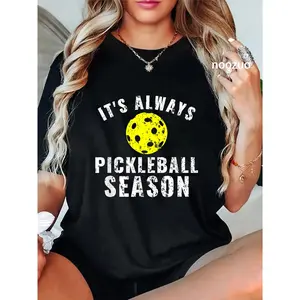 100% Cotton It's Always Pickleball Season Funny Pickleball Gear T-Shirt
