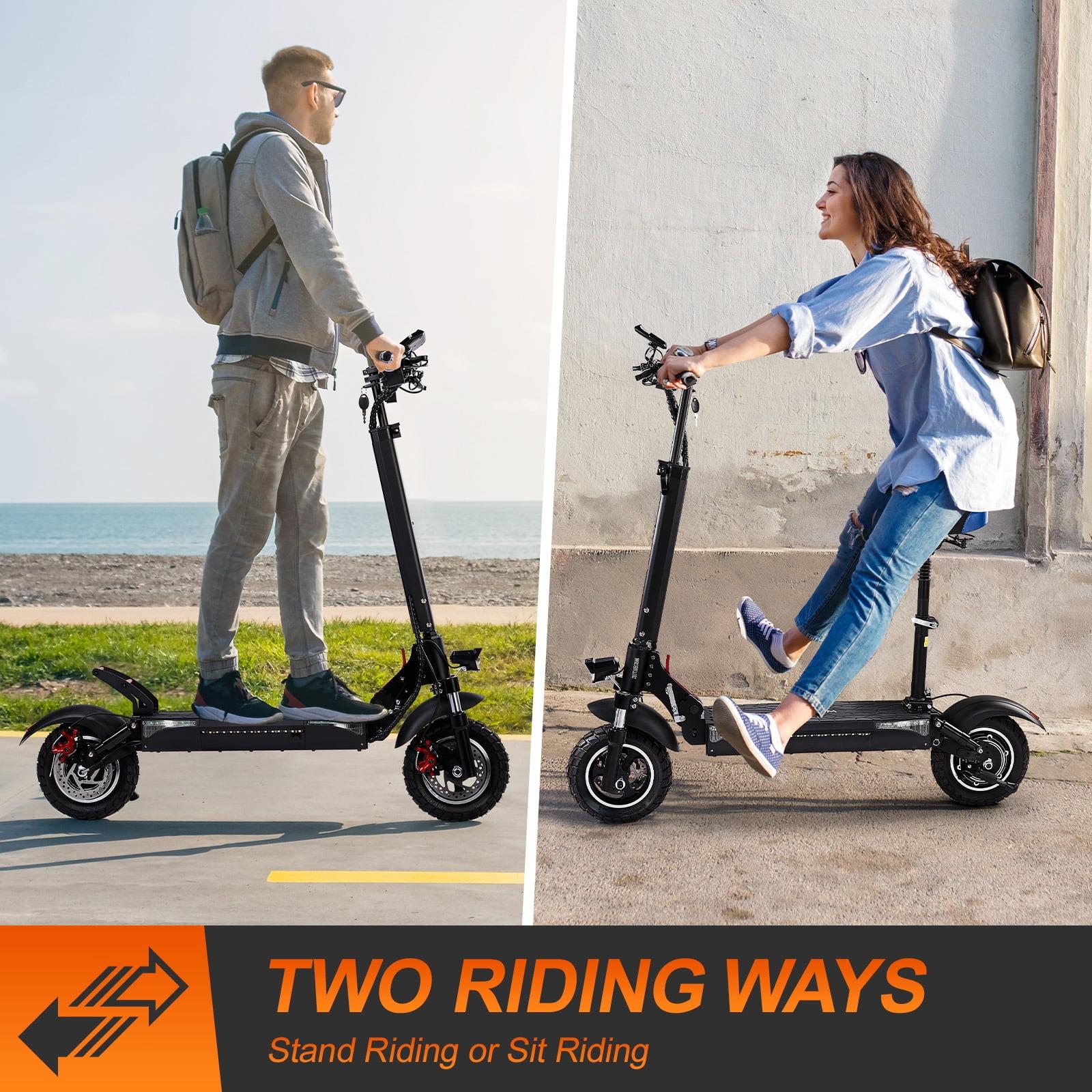48V 1000W Peak Electric Scooter with/without Seat for Adult, Up to 25MPH Foldable Escooter, 10" Off Road Tire E-Scooter