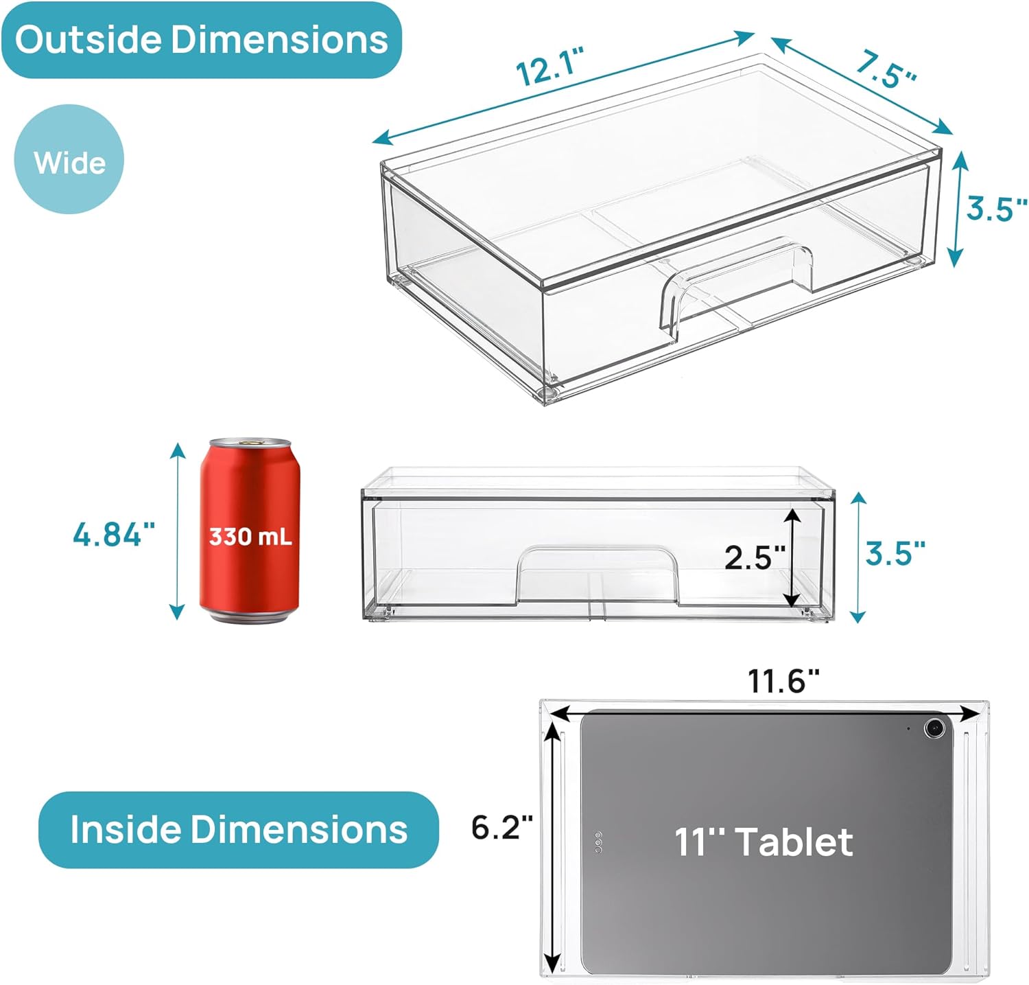Vtopmart Stackable Storage Drawers Set of 2-8 Clear Plastic Organizer Bins for Nursery Bottle Station and Beauty Supplies Vanity Bathroom Cabinet Pantry Organization Multi-Size Flexible Design BPA-Free Safe New Year Gift