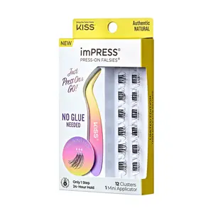 imPRESS Falsies Self Adhesive Eyelashes, 12 Lash Clusters + Applicator - Authentic