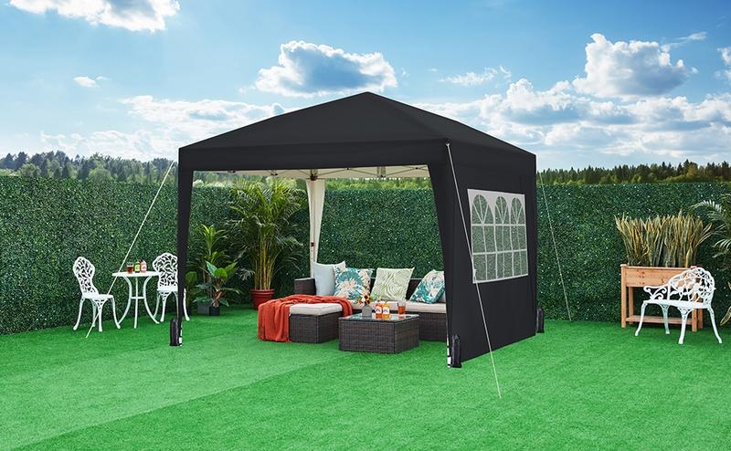 Yaheetech 10x10 Pop Up Canopy with 4 Removable Sidewalls, Portable Enclosed Instant Tent, Waterproof Outdoor Tent, Beach Sun Shelter with 4 Sandbags, 12 Stakes & 4 Ropes