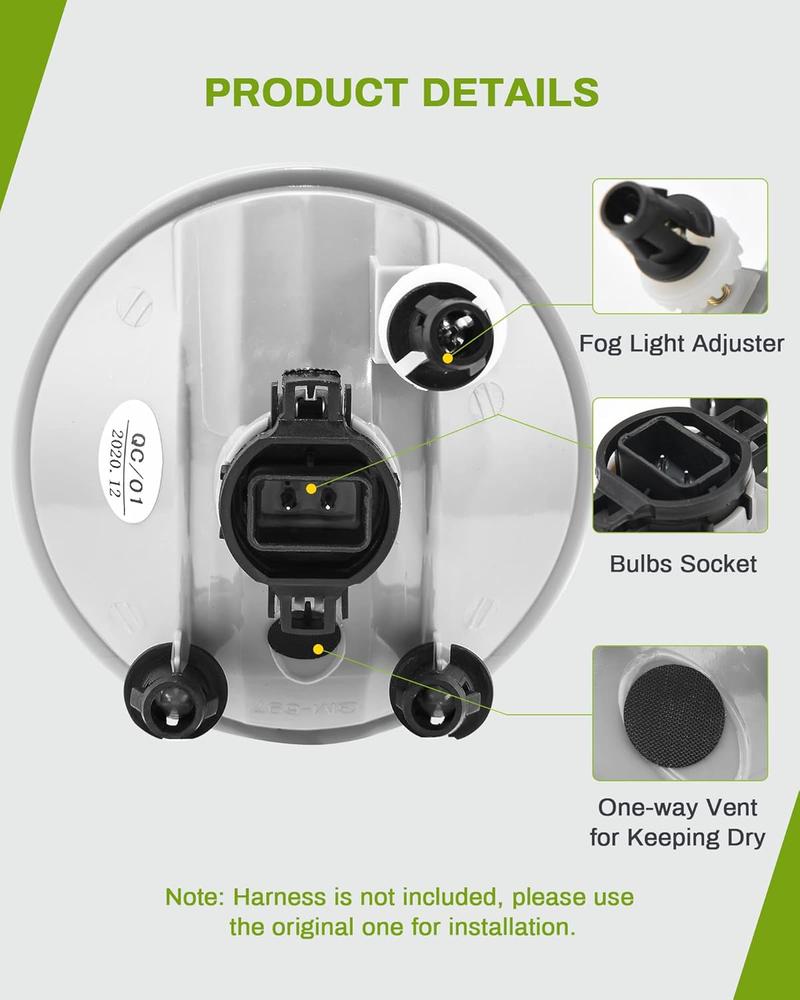 YITAMOTOR Fog Lights Compatible with 2007-2014 Chevy Suburban Tahoe GMC Yukon, 07-13 Avalanche, 10-13 Camaro 15-19 Colorado 15-17 Silverado, 14-16 Sierra Ford Escape Fog Light with Bulbs (Clear)