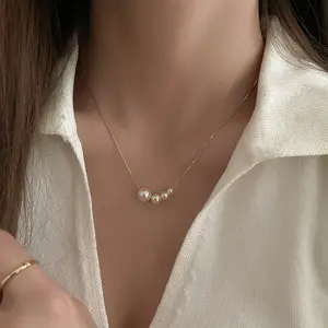 Imitation Pearl Necklace for Women, French Elegant Gold Choker, Simple Fashion Party Jewelry Gift
