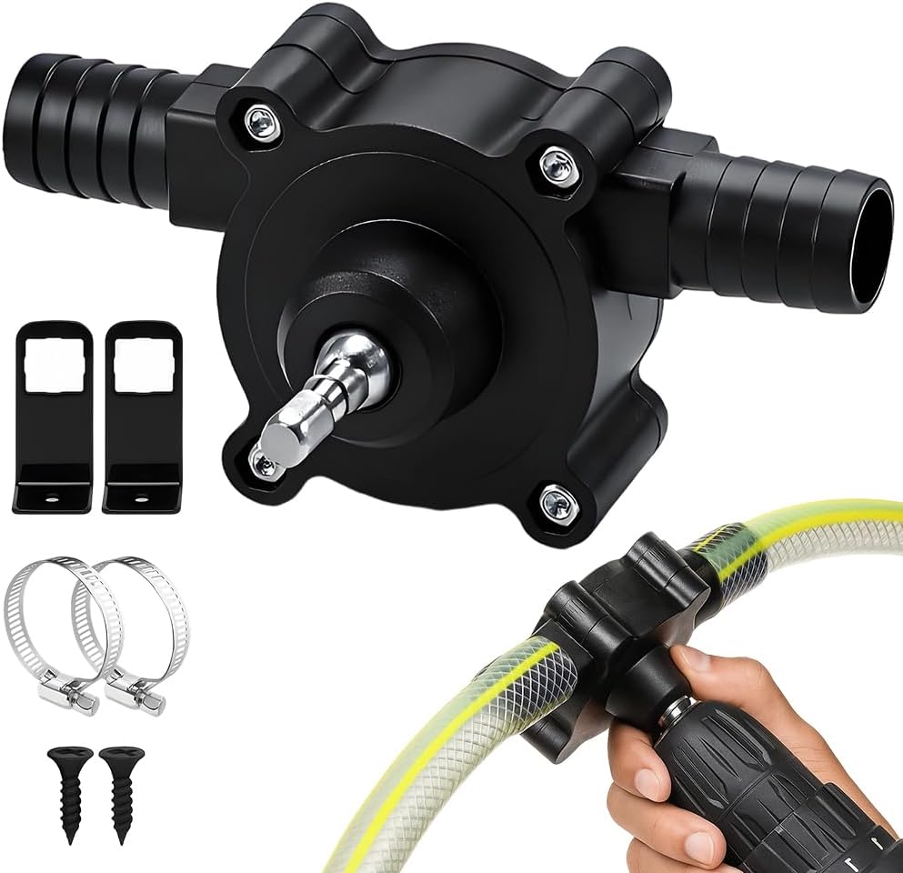 VAYWET Electric Drill Pump, Handheld Drill Self-Priming suction Liquid Transfer Pumps Portable Multi-scenario Liquid Extractor Pump Garden Outdoor Hose Industrial Hardware Heavy Duty Pipe Parts Diaphragm Pump Water Gasoline Oil Diesels Fluid Quick Pumping