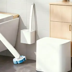 Disposable Toilet Brush, Toilet Bowl Wand Holder Set with Cleaner Refills, Bathroom Cleaning System for Sink Bathtub Drain Wash Basin Urinal，Wall-Mount Scrubbing Toilet Brush Bathroom Cleaning Kit Suction Cup Sponge Holder for Kitchen Sink  semiannual