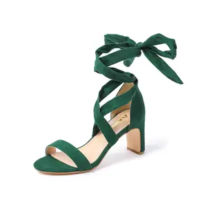 Amoji Women 3 Inch Strappy Heels Lady Lace Up Heeled Sandal Strap Up Wedding Party Shoes 333