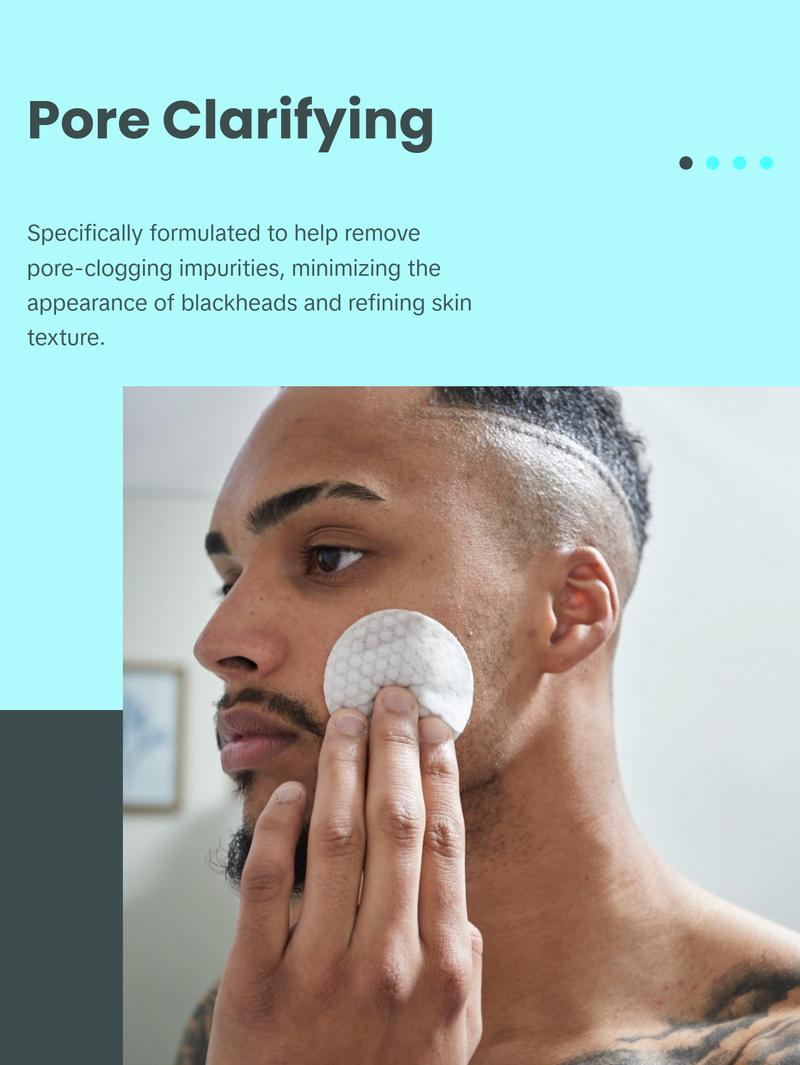 Tiege Hanley Men's Glycolic Acid Pads - 100Ml Gentle Daily Exfoliating Wipes with 18.5% Acid Complex for Smoother Clearer Skin