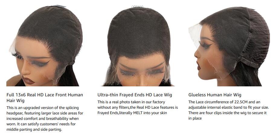 【Hot】Lemoda 13x6 15A 210% Density 13x4 SKINLIKE Real HD Lace Water Wave Full Lace Frontal Wigs Deep Wave Virgin Human Hair Invisible 0.1mm Ultra-thin Frayed Ends Wet and Wavy Lace Front Wig Tiny Knots