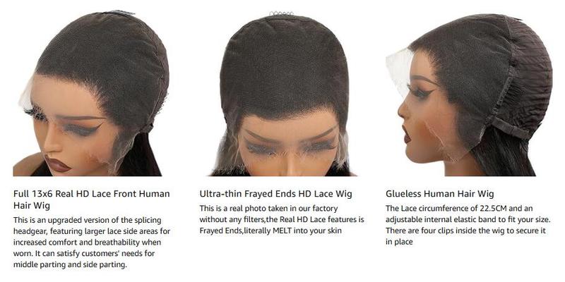 【Hot】Lemoda 13x6 15A 210% Density 13x4 SKINLIKE Real HD Lace Water Wave Full Lace Frontal Wigs Deep Wave Virgin Human Hair Invisible 0.1mm Ultra-thin Frayed Ends Wet and Wavy Lace Front Wig Tiny Knots