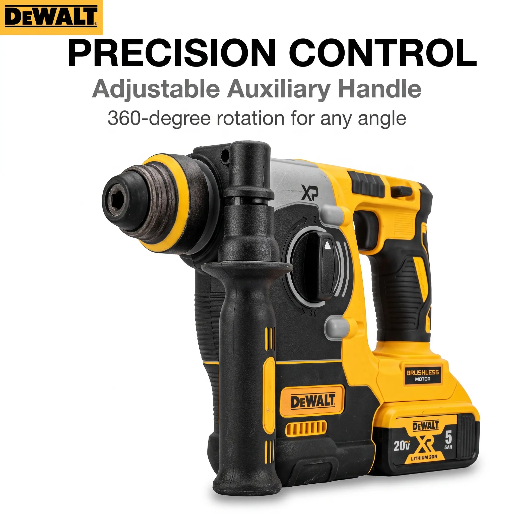 DEWALT DCH273 Brushless SDS Plus Rotary Hammer Drill - Compact, Lightweight Brushless Cordless Drill with SDS+ Chuck, Auxiliary Handle, Impact Power for Concrete, Wood Drilling - Tools & Hardware Multitool