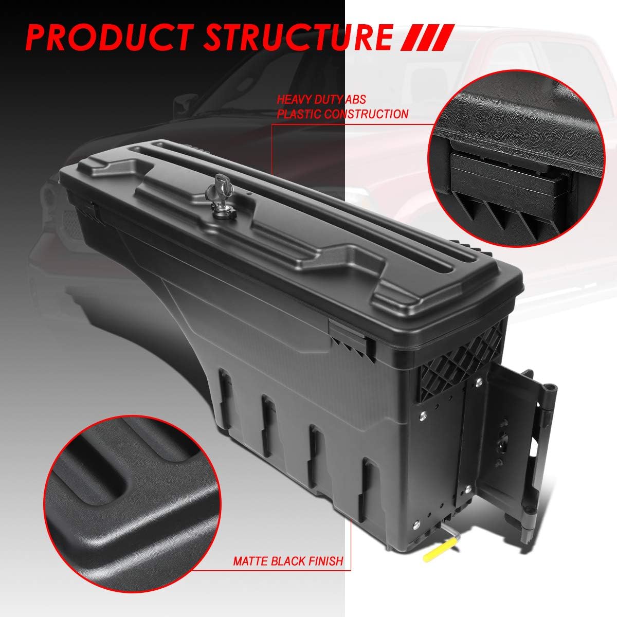 2Pcs Lockable Truck Bed Storage Box Toolbox LH & RH Fit For 02-18 Dodge Ram 1500 2500 3500 Improved Version